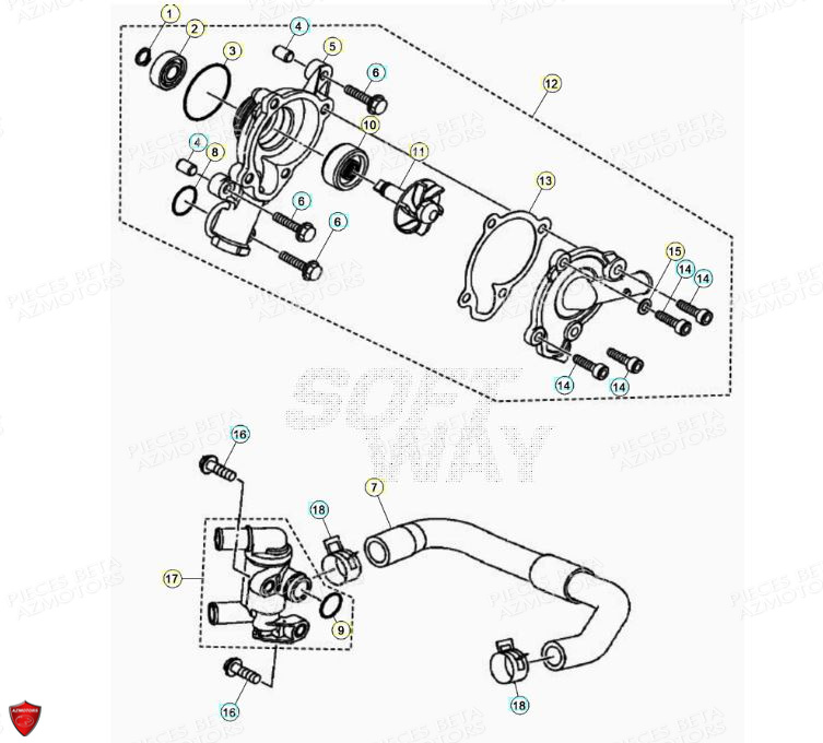 Pompe A Eau AZMOTORS PiÃ¨ces BETA RR Motard 125 4T LC - 2021-2022
