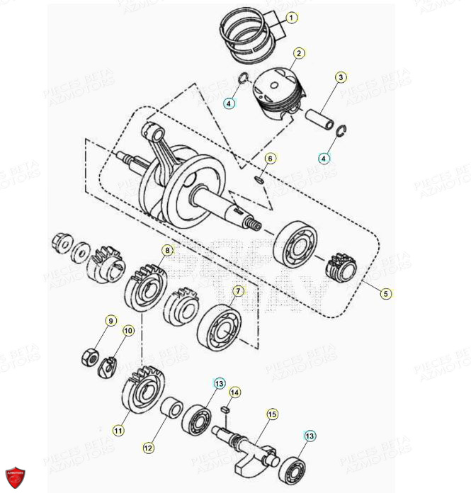 Vilebrequin Piston Contre Arbre AZMOTORS PiÃ¨ces BETA RR Motard 125 4T LC - 2021-2022