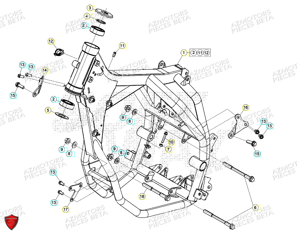 Chassis AZMOTORS PiÃ¨ces BETA MOTARD RR 125 4T R 2024