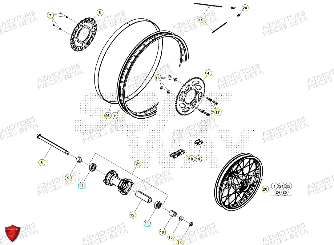 Roue Arriere AZMOTORS PiÃ¨ces BETA MOTARD RR 125 4T R 2024