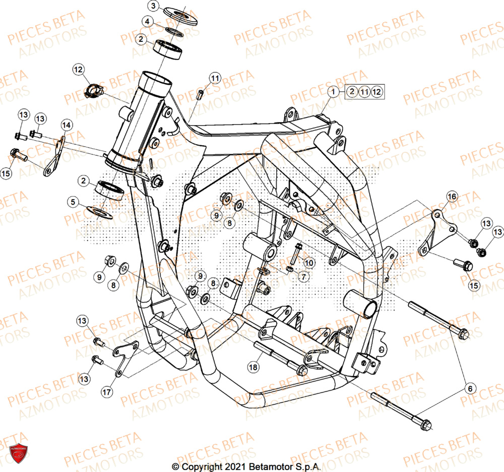 Chassis AZMOTORS PiÃ¨ces BETA MOTARD RR 125 4T R 2025