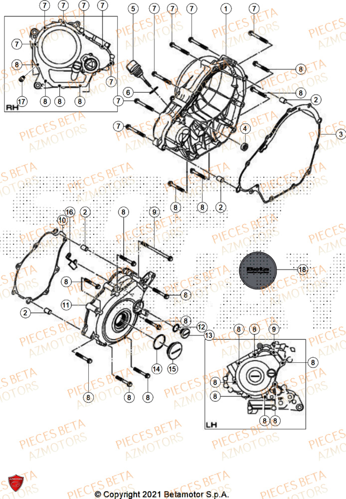 Couvercle Embrayage AZMOTORS PiÃ¨ces BETA MOTARD RR 125 4T R 2025