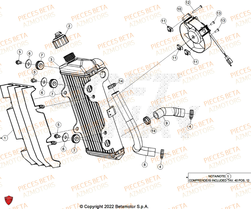 Radiateur AZMOTORS PiÃ¨ces BETA MOTARD RR 125 4T R 2025