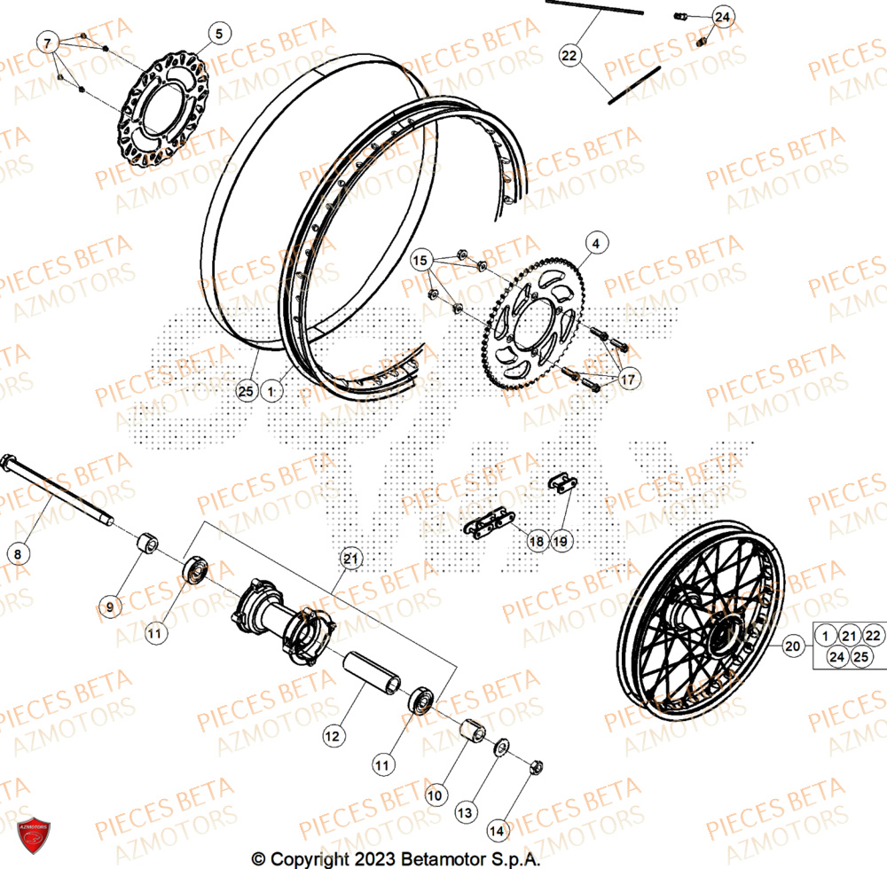 Roue Arriere AZMOTORS PiÃ¨ces BETA MOTARD RR 125 4T R 2025