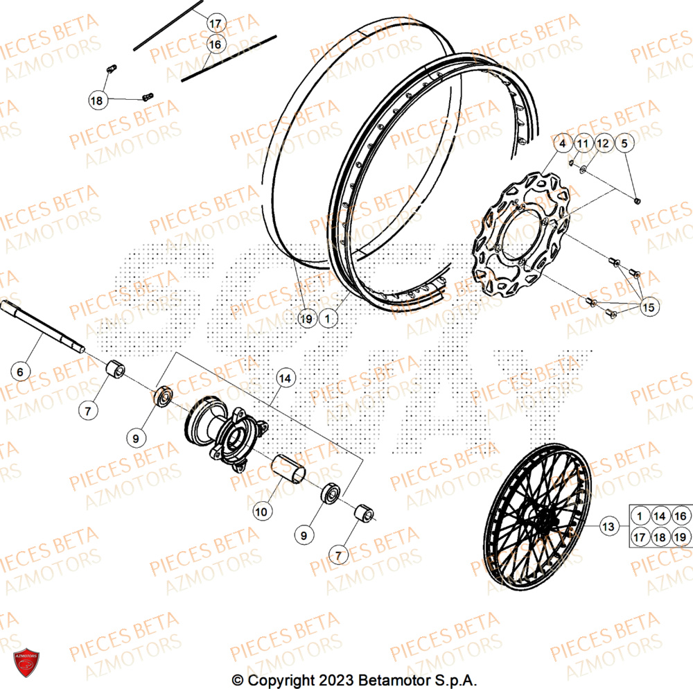 Roue Avant AZMOTORS PiÃ¨ces BETA MOTARD RR 125 4T R 2025