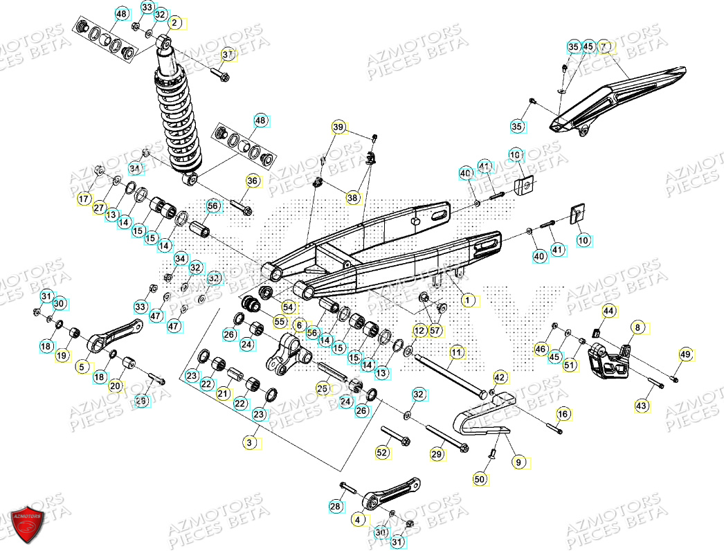 Bras Oscillant Amortisseur AZMOTORS PiÃ¨ces BETA MOTARD RR 125 4T T 2024