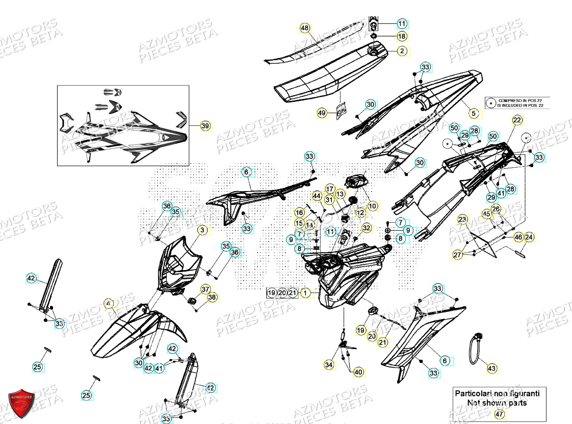 Carenages Reservoir Selle AZMOTORS PiÃ¨ces BETA MOTARD RR 125 4T T 2024