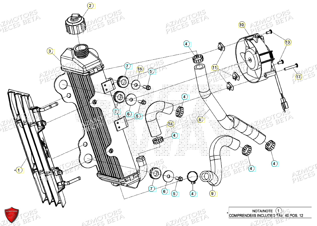 Radiateur AZMOTORS PiÃ¨ces BETA MOTARD RR 125 4T T 2024