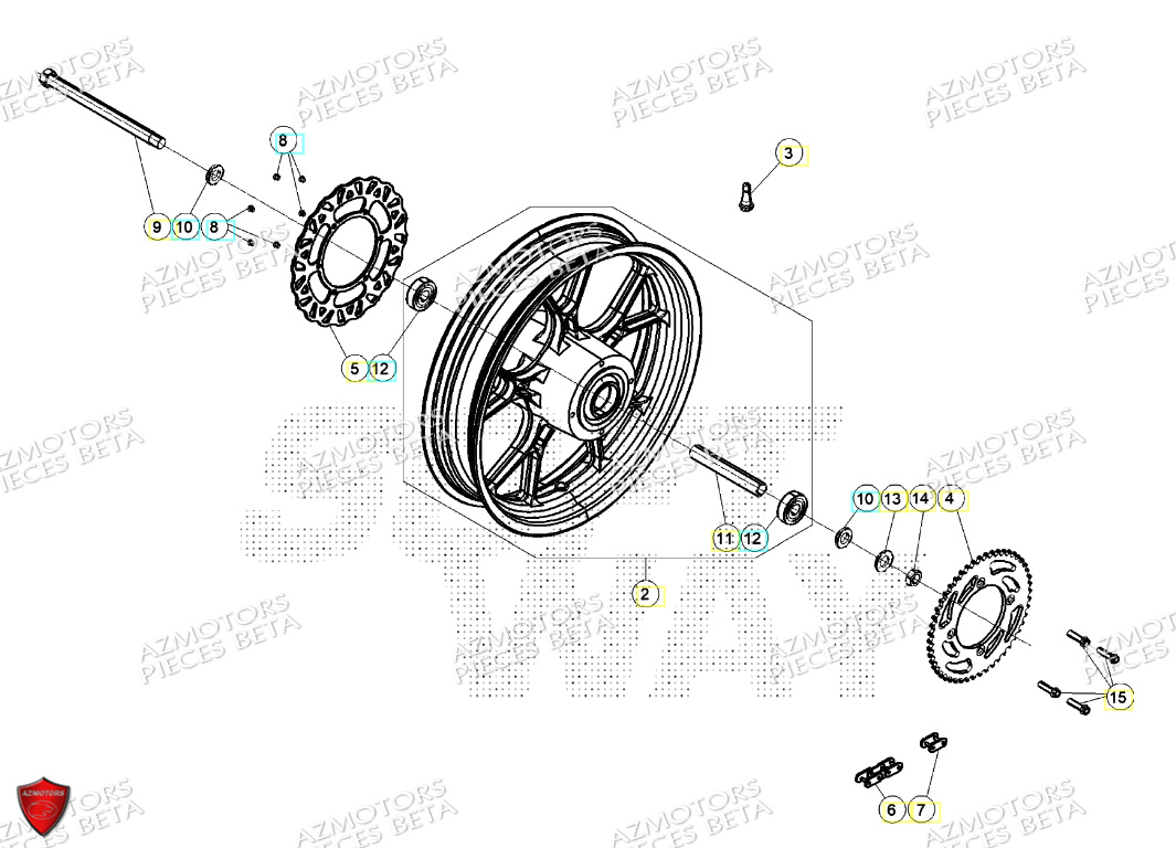 Roue Arriere AZMOTORS PiÃ¨ces BETA MOTARD RR 125 4T T 2024