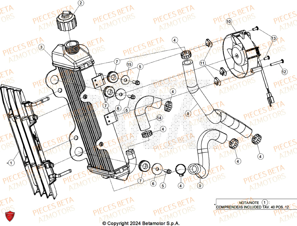 Radiateur AZMOTORS PiÃ¨ces BETA MOTARD RR 125 4T T 2025