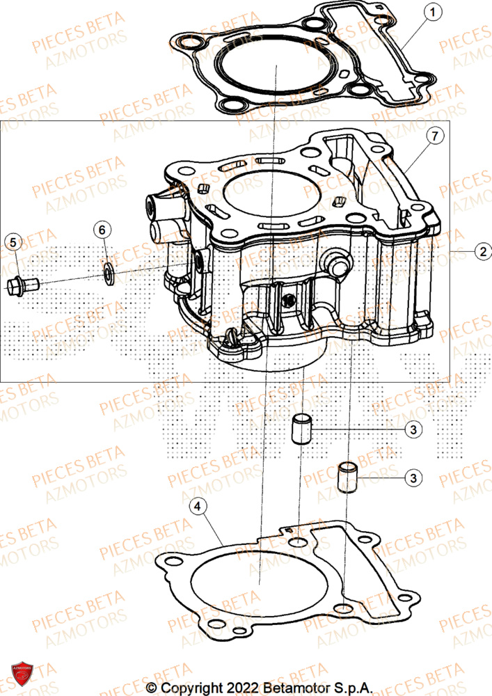 Cylindre AZMOTORS PiÃ¨ces BETA MOTARD RR 125 4T X 2025