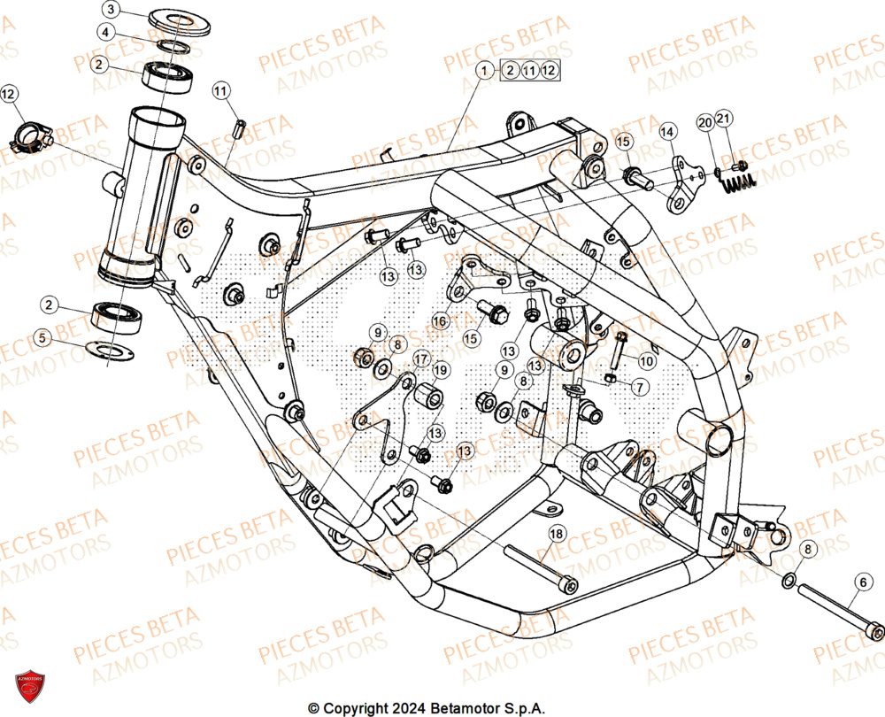 Chassis AZMOTORS PiÃ¨ces BETA MOTARD RR 125 4T X GREY 2024