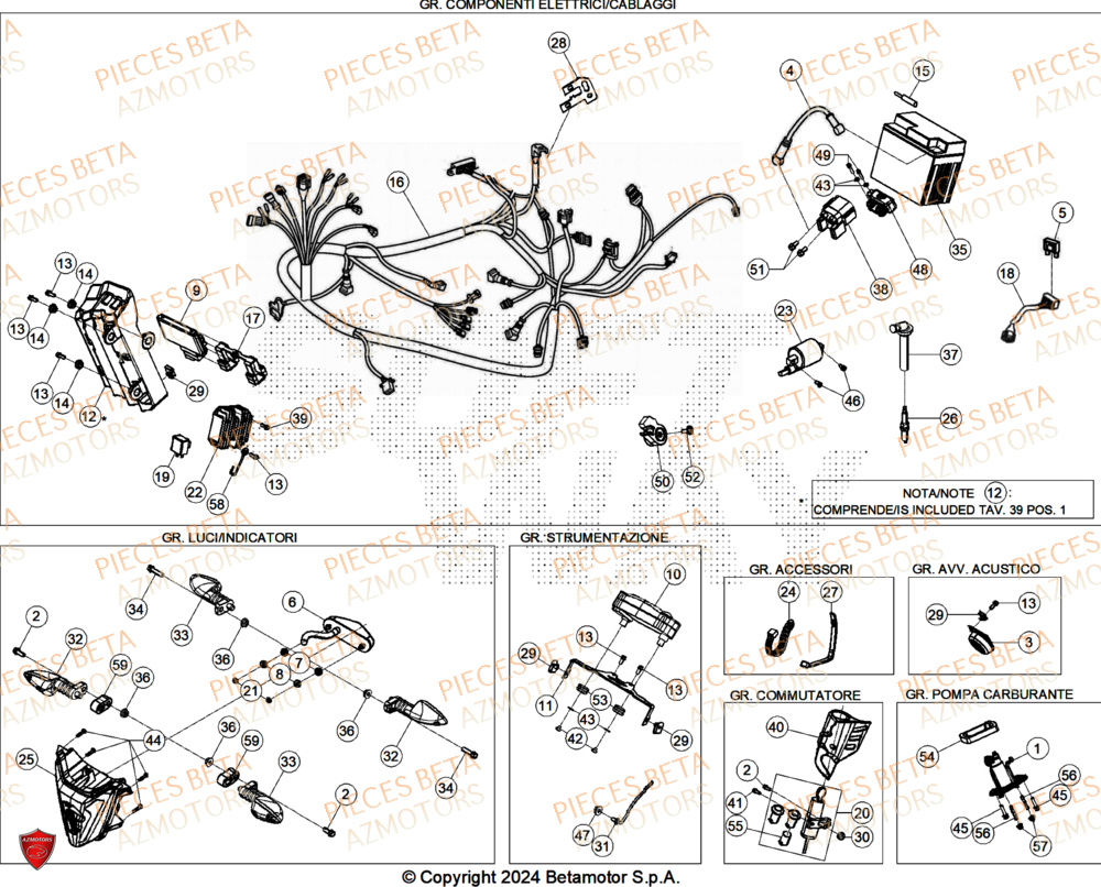 Equipement Electrique AZMOTORS PiÃ¨ces BETA MOTARD RR 125 4T X GREY 2024