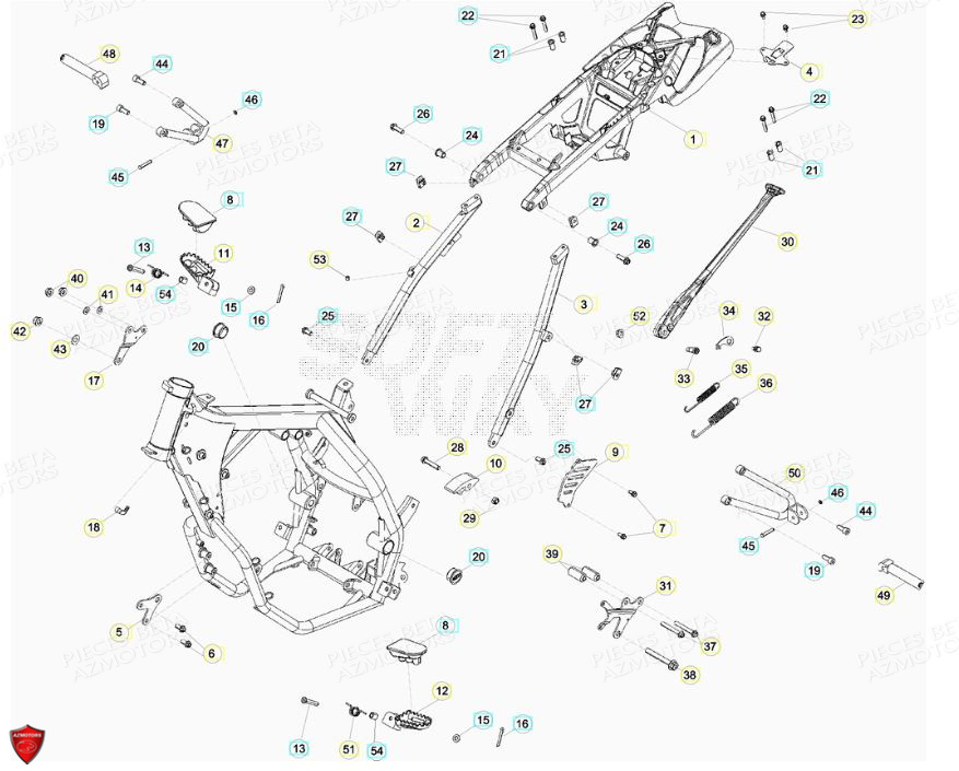 Accessoires Du Chassis Du 0100388 A 0100401 AZMOTORS PiÃ¨ces BETA RR Motard 125 LC - 2013/2014