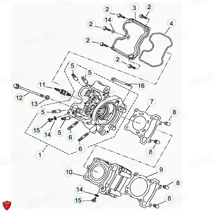 Culasse AZMOTORS PiÃ¨ces BETA RR Motard 125 LC - 2013/2014
