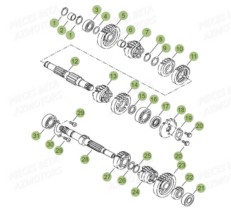 Boite A Vitesses AZMOTORS PiÃ¨ces BETA RR Motard 125 LC - 2015
