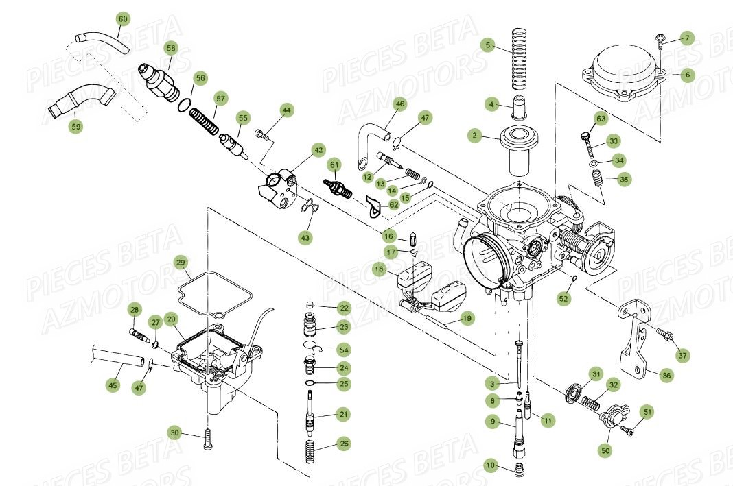 Carburateur Details AZMOTORS PiÃ¨ces BETA RR Motard 125 LC - 2015