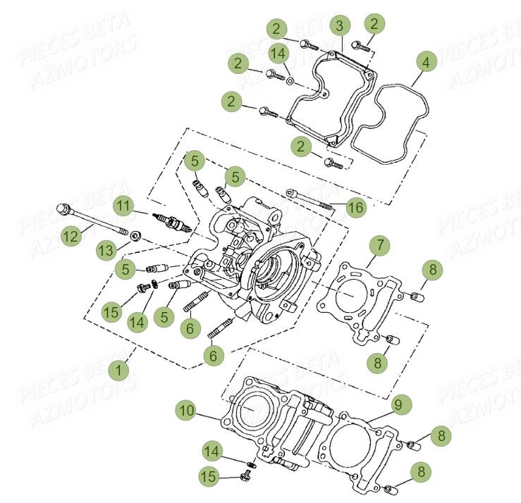 Cylindre AZMOTORS PiÃ¨ces BETA RR Motard 125 LC - 2015