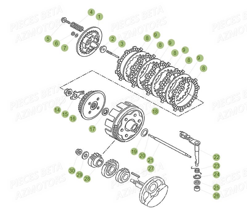 Embrayage Du No Serie 0 A 100515 AZMOTORS PiÃ¨ces BETA RR Motard 125 LC - 2015