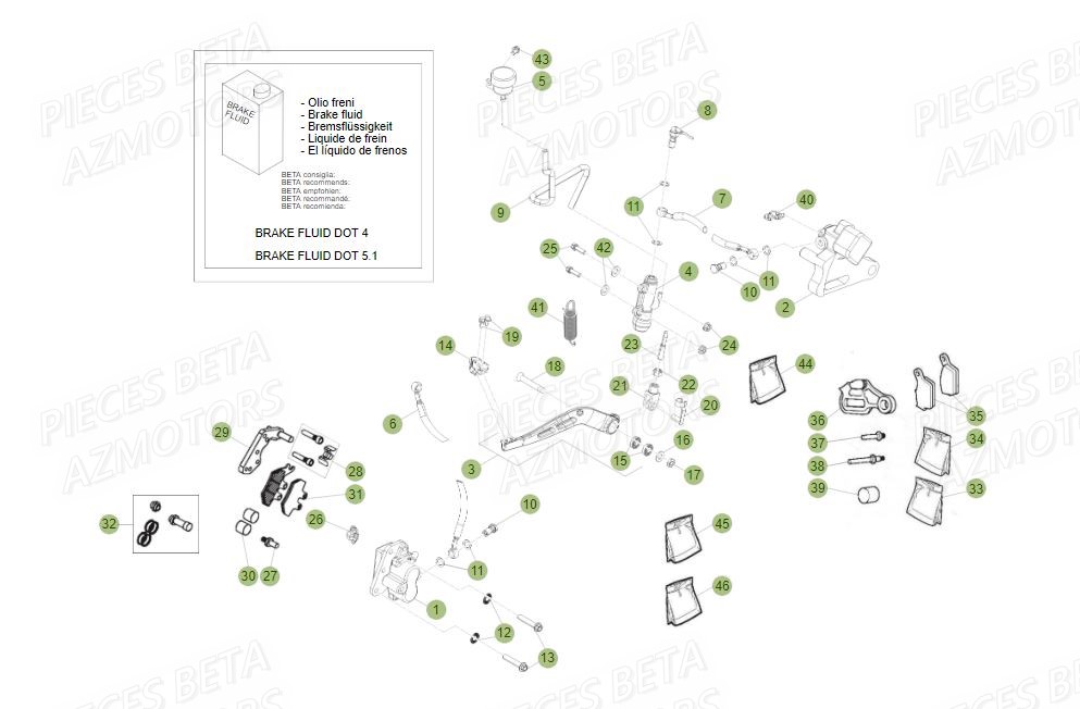 Freins AZMOTORS PiÃ¨ces BETA RR Motard 125 LC - 2015
