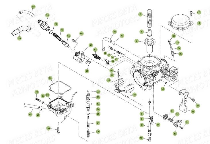 Carburateur Details AZMOTORS PiÃ¨ces BETA RR Motard 125 LC - 2016