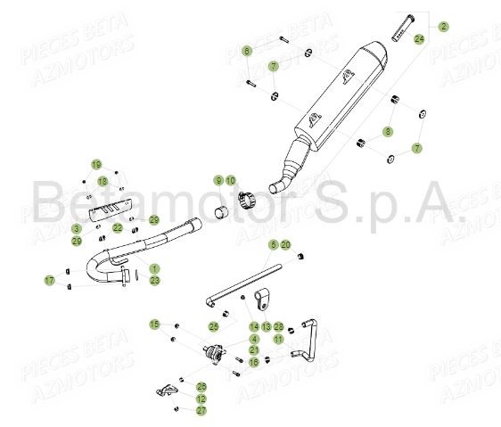 Echappement AZMOTORS PiÃ¨ces BETA RR Motard 125 LC - 2016