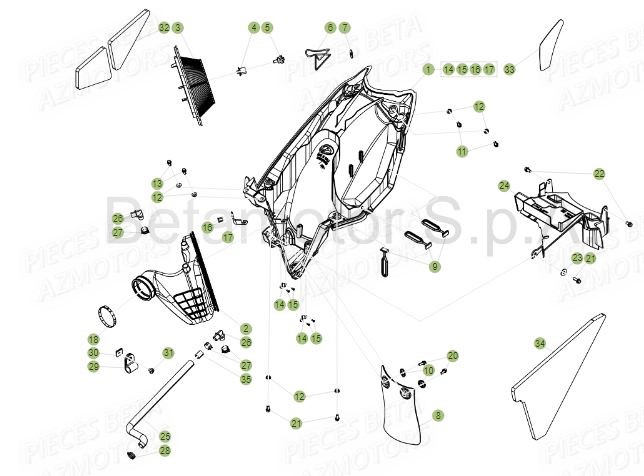 Filtre A Air AZMOTORS PiÃ¨ces BETA RR Motard 125 LC - 2016