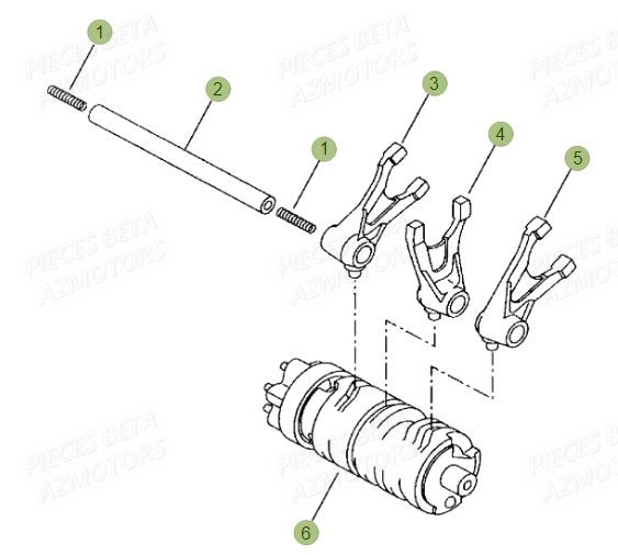 Fourchette Selection AZMOTORS PiÃ¨ces BETA RR Motard 125 LC - 2016