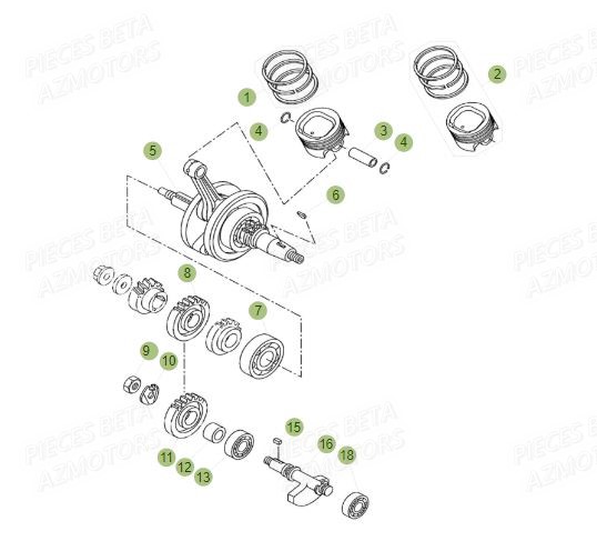 Vilebrequin AZMOTORS PiÃ¨ces BETA RR Motard 125 LC - 2016