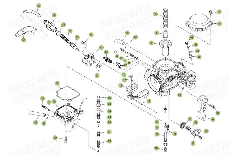 Carburateur Details AZMOTORS PiÃ¨ces BETA RR Motard 125 LC - 2017