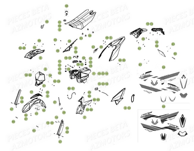 Carenages AZMOTORS PiÃ¨ces BETA RR Motard 125 LC - 2017
