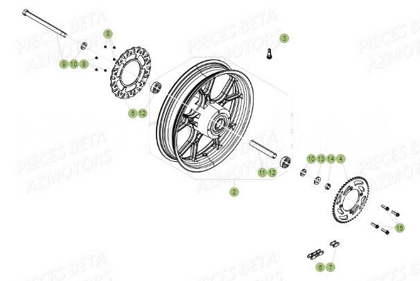 Roue Arriere AZMOTORS PiÃ¨ces BETA RR Motard 125 LC - 2017