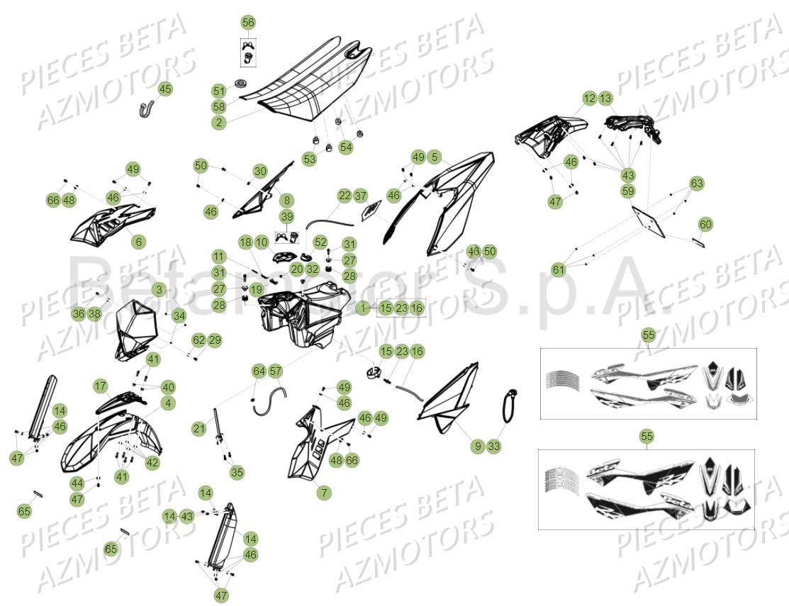 Carenages Reservoir Selle AZMOTORS PiÃ¨ces BETA RR Motard 125 LC - 2018