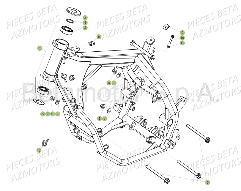 Chassis AZMOTORS PiÃ¨ces BETA RR Motard 125 LC - 2018