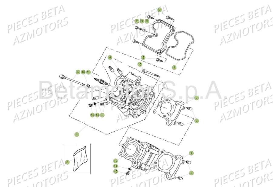 Culasse Cylindre AZMOTORS PiÃ¨ces BETA RR Motard 125 LC - 2018