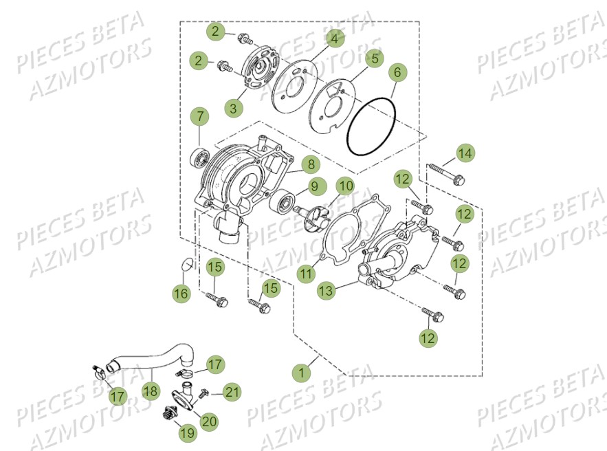 Pompe A Eau AZMOTORS PiÃ¨ces BETA RR Motard 125 LC - 2018
