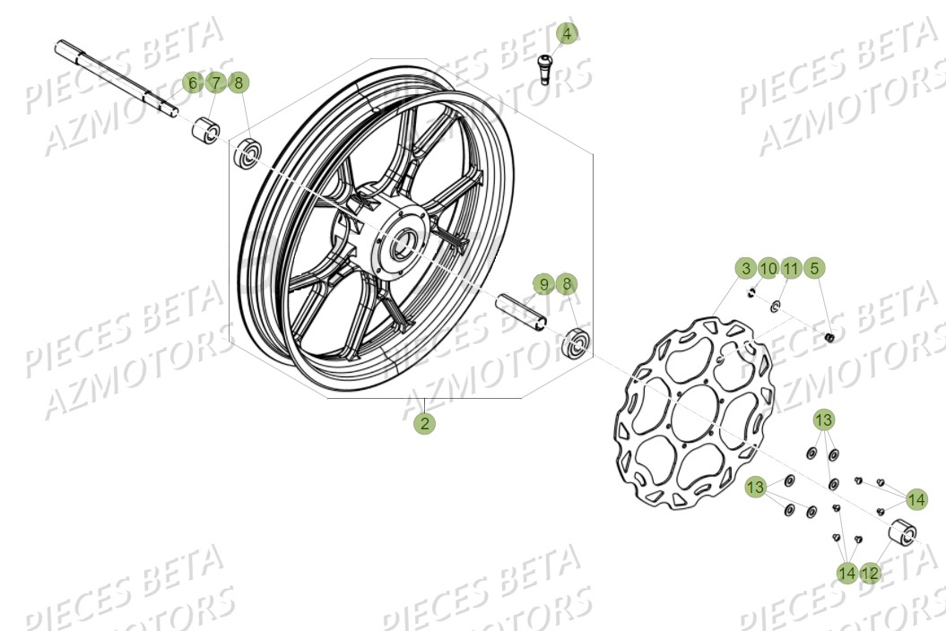 Roue Avant AZMOTORS PiÃ¨ces BETA RR Motard 125 LC - 2018