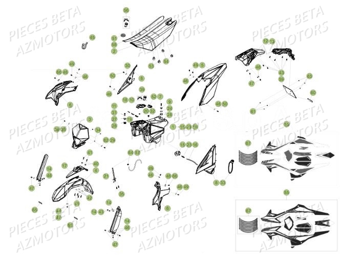 Carenages AZMOTORS PiÃ¨ces BETA RR Motard 125 LC - 2019