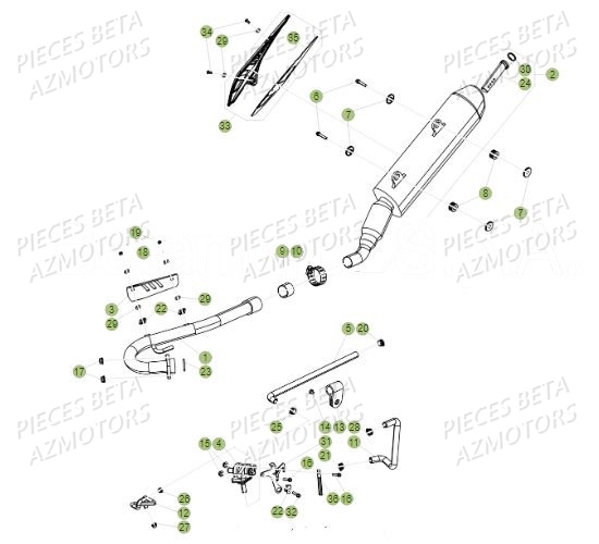 Echappement AZMOTORS PiÃ¨ces BETA RR Motard 125 LC - 2019