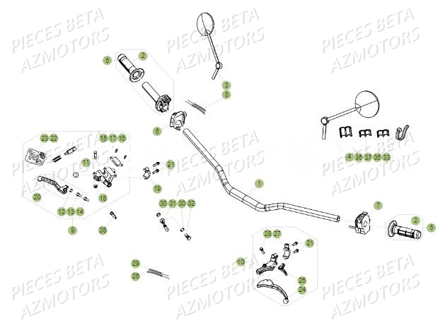 Guidon AZMOTORS PiÃ¨ces BETA RR Motard 125 LC - 2019