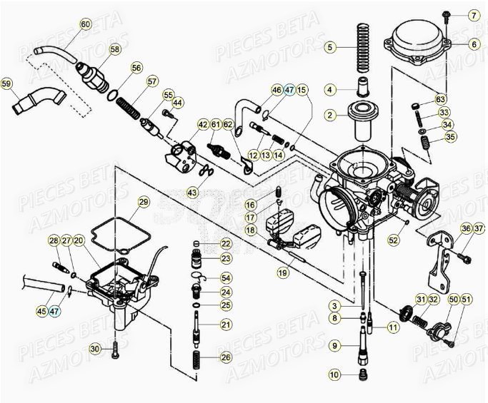 Carburateur Details AZMOTORS PiÃ¨ces BETA RR Motard 125 LC - 2020