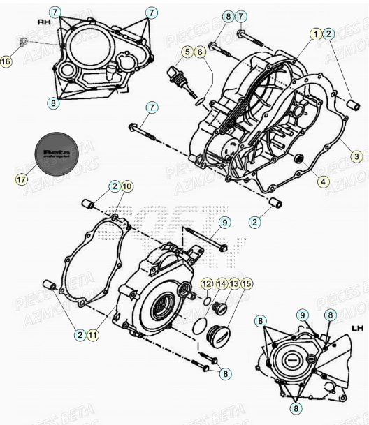 Carter Embrayage AZMOTORS PiÃ¨ces BETA RR Motard 125 LC - 2020