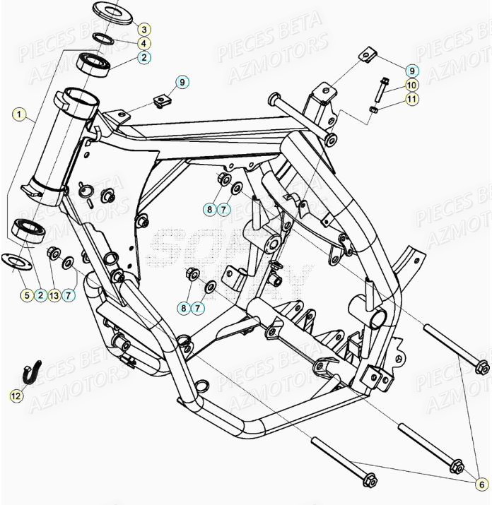 Chassis AZMOTORS PiÃ¨ces BETA RR Motard 125 LC - 2020