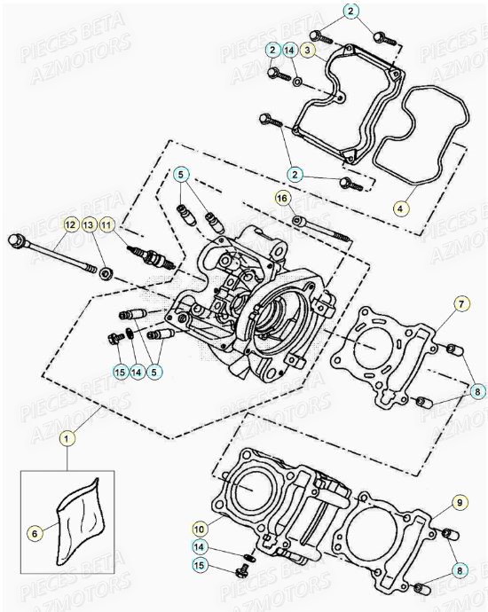 Culasse AZMOTORS PiÃ¨ces BETA RR Motard 125 LC - 2020