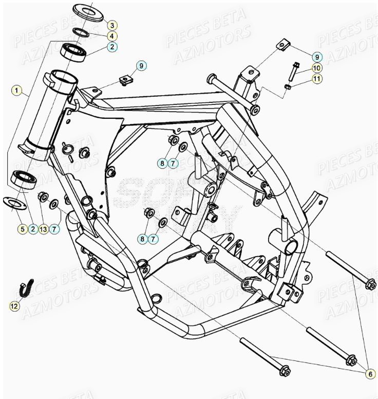 Chassis AZMOTORS PiÃ¨ces BETA RR Motard 125 RACING LC - 2020