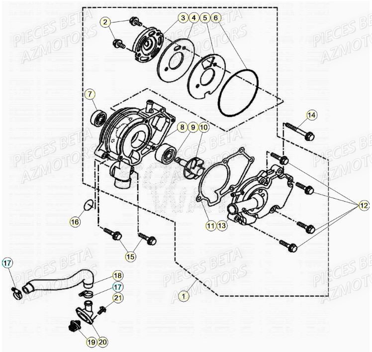 Pompe A Eau AZMOTORS PiÃ¨ces BETA RR Motard 125 RACING LC - 2020