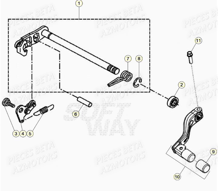 Selecteur De Vitesses AZMOTORS PiÃ¨ces BETA RR Motard 125 RACING LC - 2020