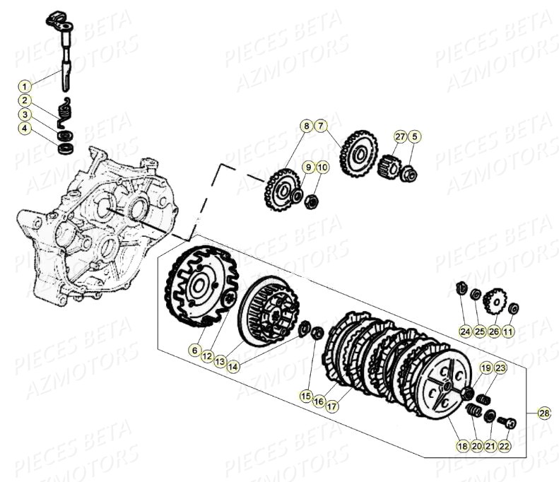 Embrayage AZMOTORS BETA Motard STANDARD RR 2T 50 (2020)