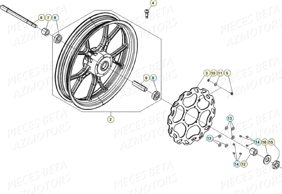 Roue Avant AZMOTORS BETA Motard STANDARD RR 2T 50 (2020)