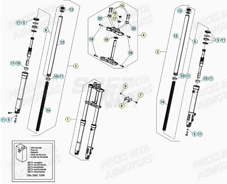 Fourche AZMOTORS BETA Motard STANDARD RR 2T 50 2021-2022